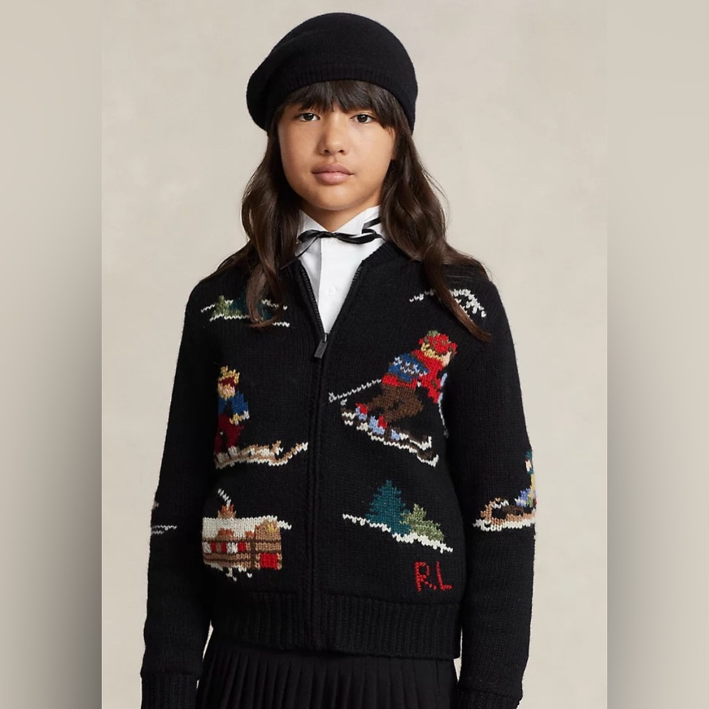 Ralph Lauren kids zip fleece lined wool sweater